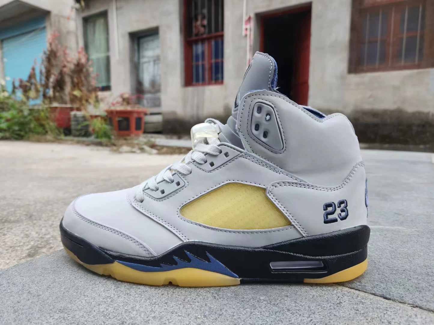 Jordan 5 Gray and Yellow