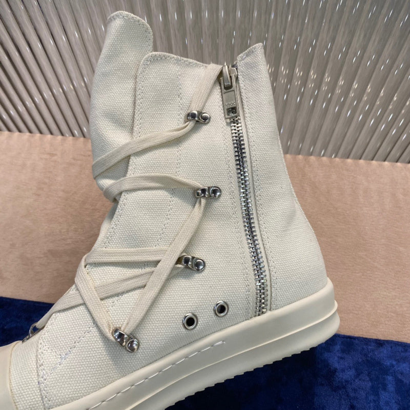 Rick Owens High-Top Canvas Boots - Cream