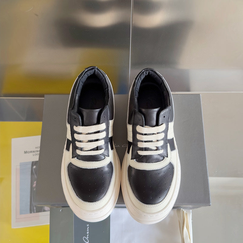 Rick Owens Black and White Low-Top Sneakers