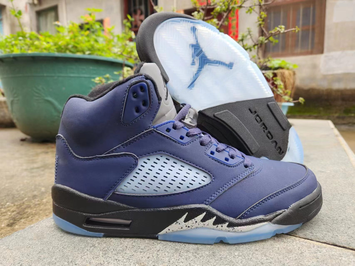 Jordan 5 blue and black