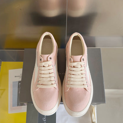 Rick Owens Pink Canvas Low-Top Sneakers