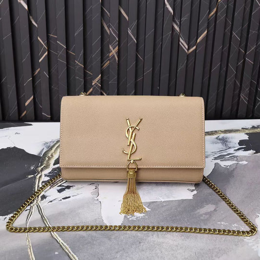 Saint Laurent Beige Chain Shoulder Bag