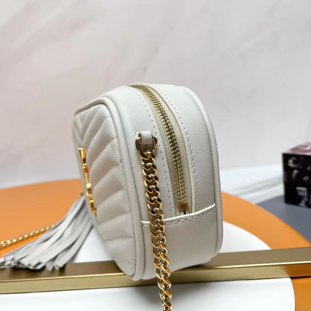 Saint Laurent White Calfskin Camera Bag