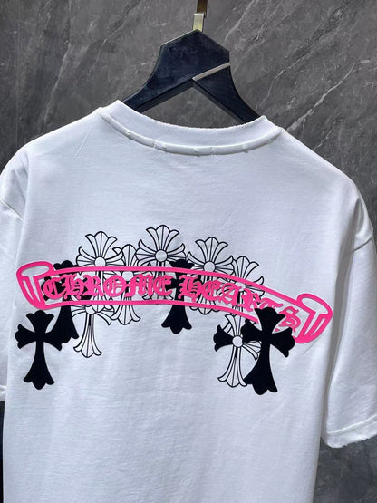 Chrome Hearts Classic Crewneck T-Shirt in White/Pink