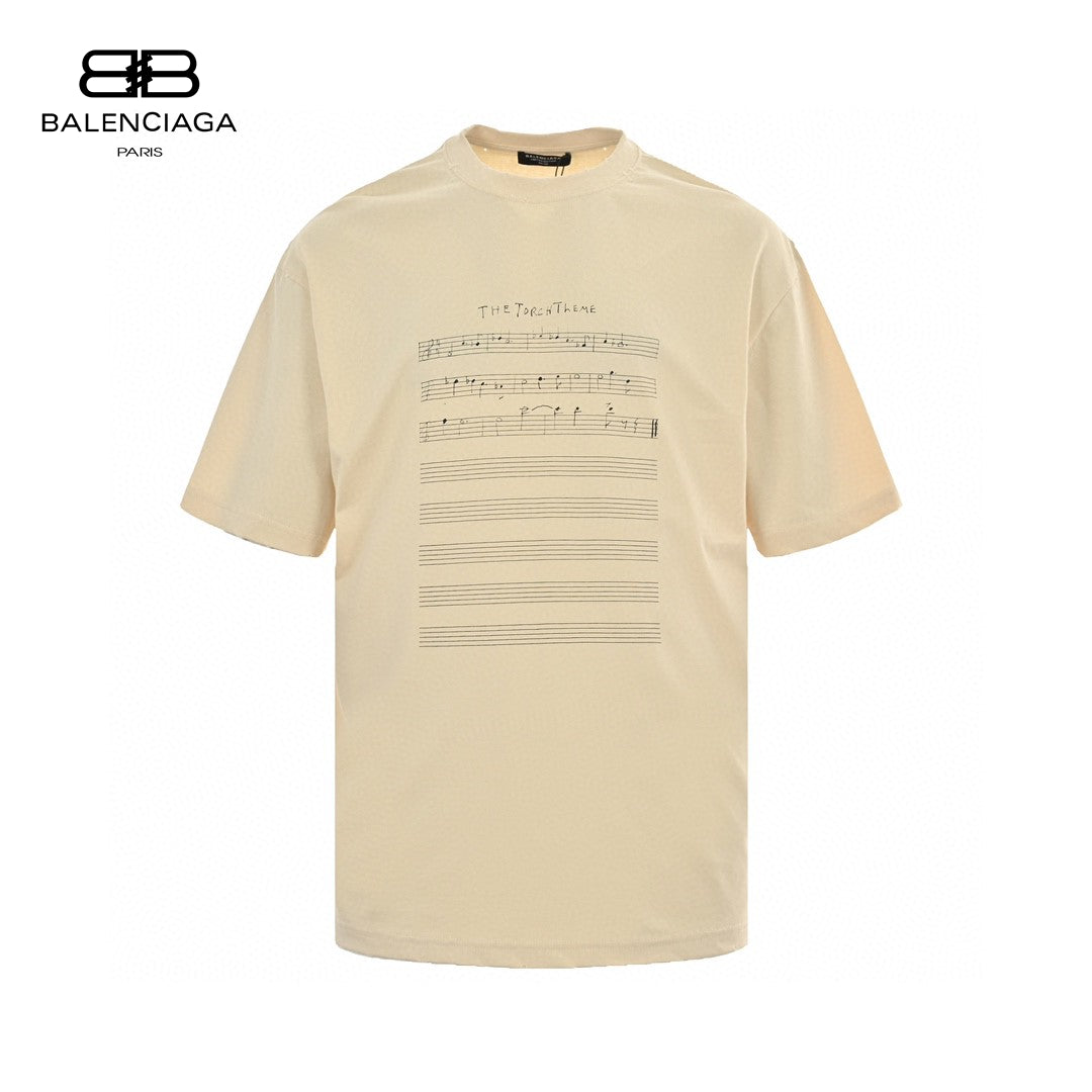 Ba*len*cia*ga beige t-shirt with musical notes