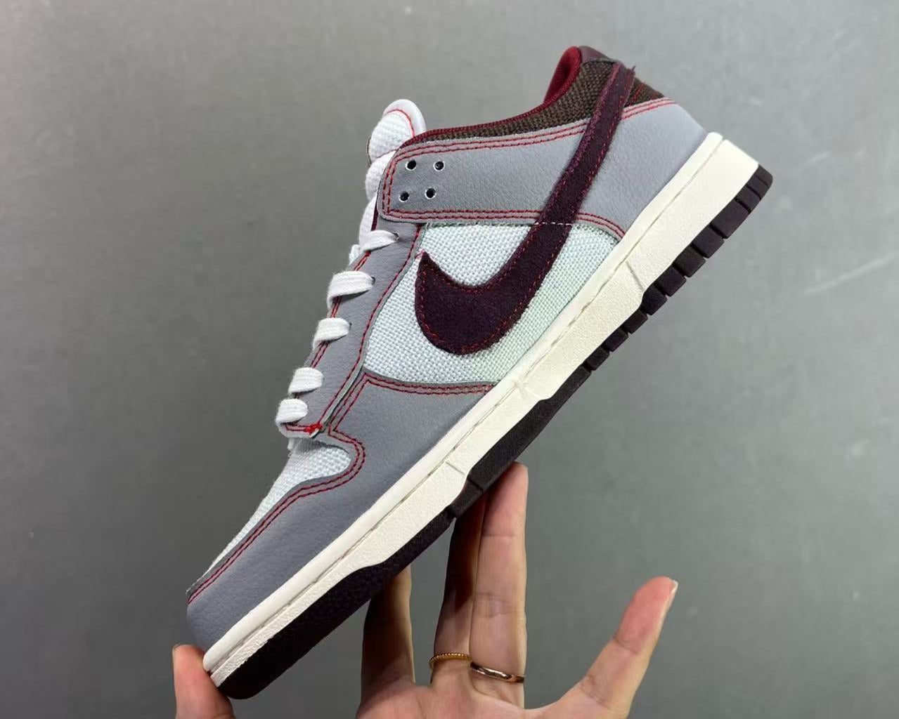 Nike Dunk Low “Grey/Red” – Timeless Color-Block Legacy