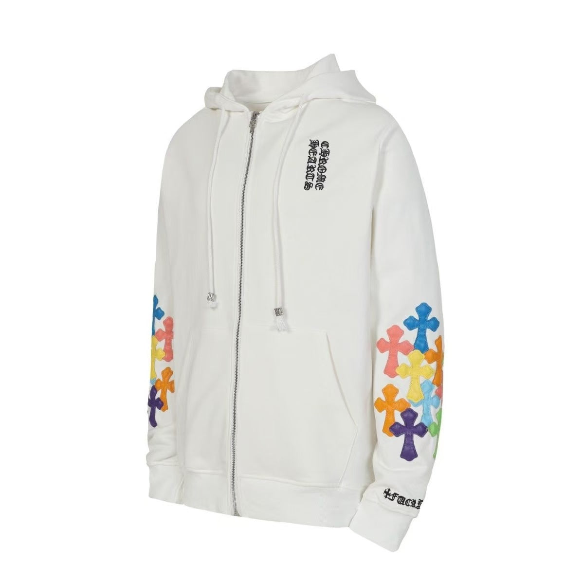 CHROME HEARTS Multicolor Cross Patch Zip-Up Hoodie - White