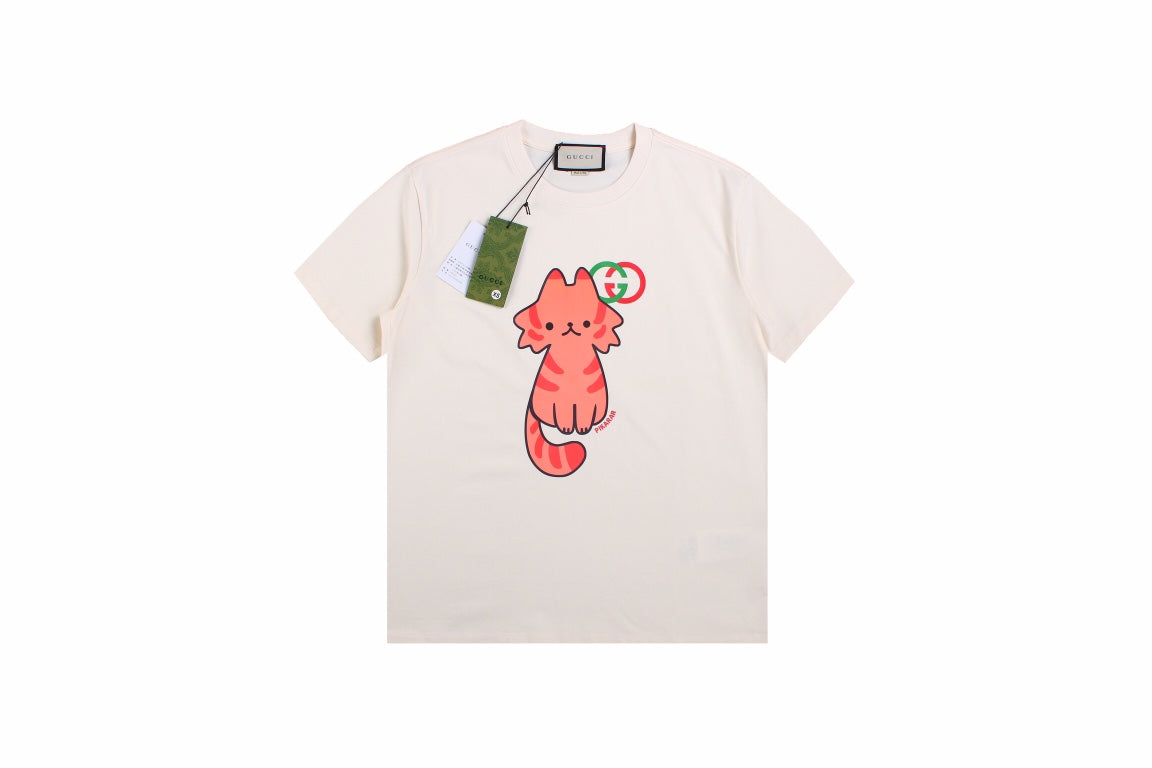 G*u*i cat graphic t-shirt (cream)