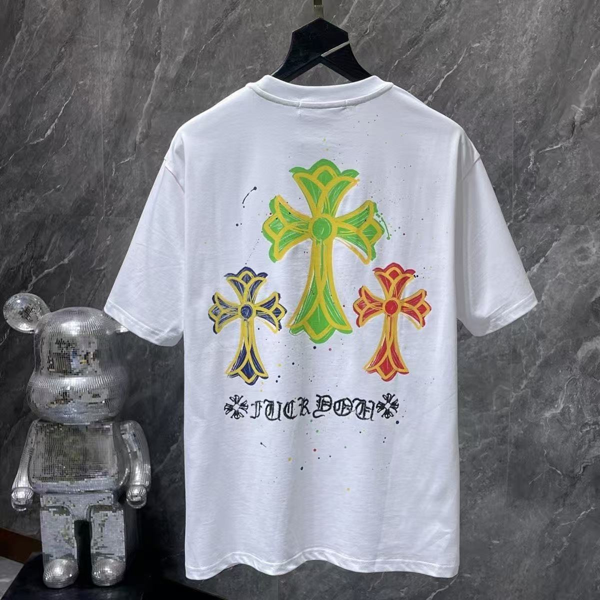 Chrome Hearts Classic Crewneck T-Shirt in White/Yellow/Orange