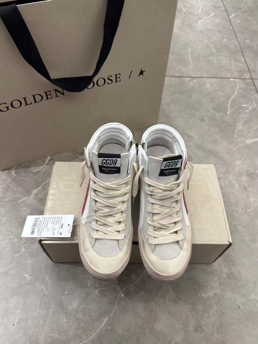 Golden Goose Slide High-Top Red Canvas Sneaker
