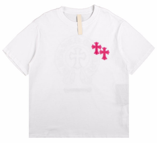 CHROME HEARTS HORSE SHOE LOGO T-SHIRT WHITE PINK
