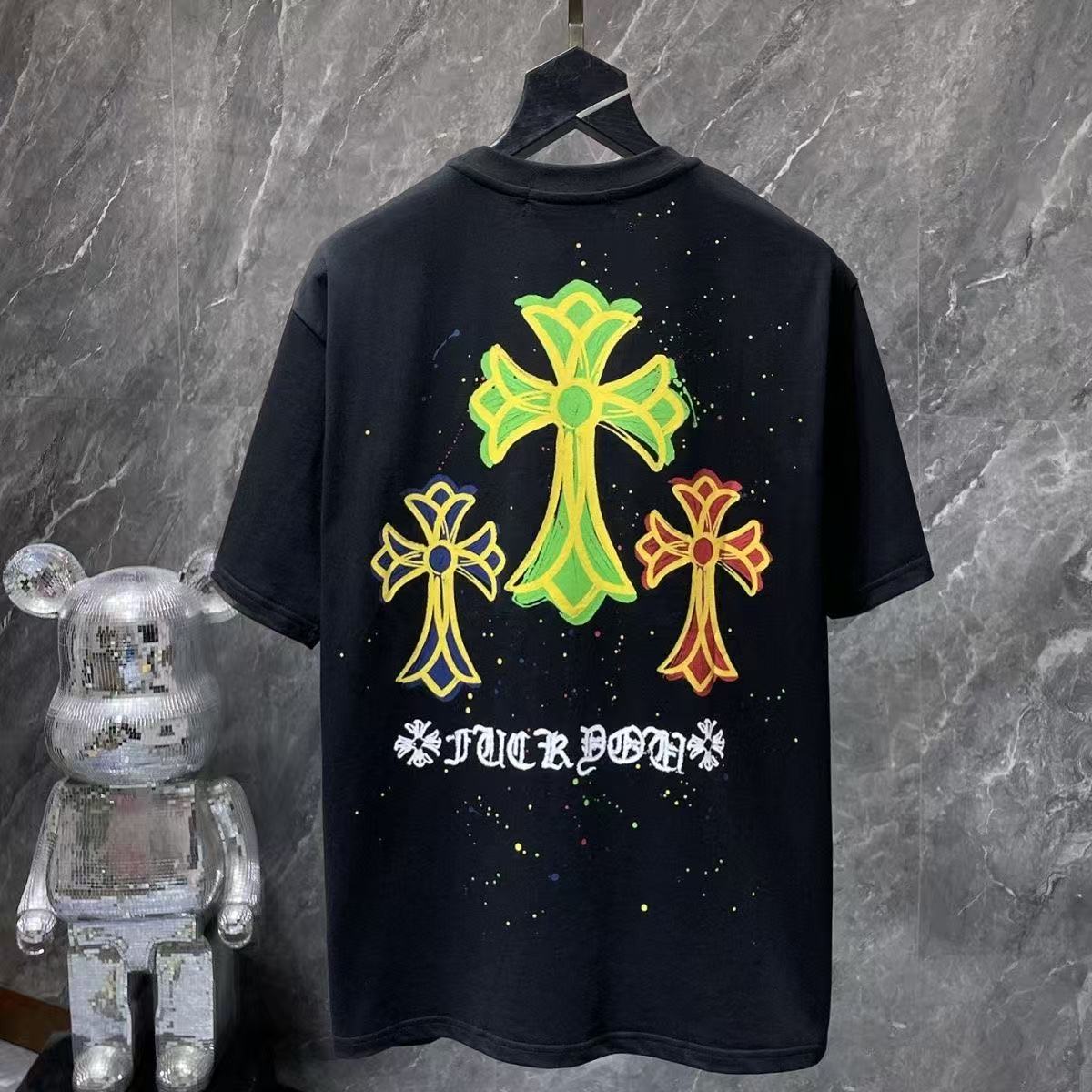 Chrome Hearts Classic Crewneck T-Shirt in Black/Yellow/Orange