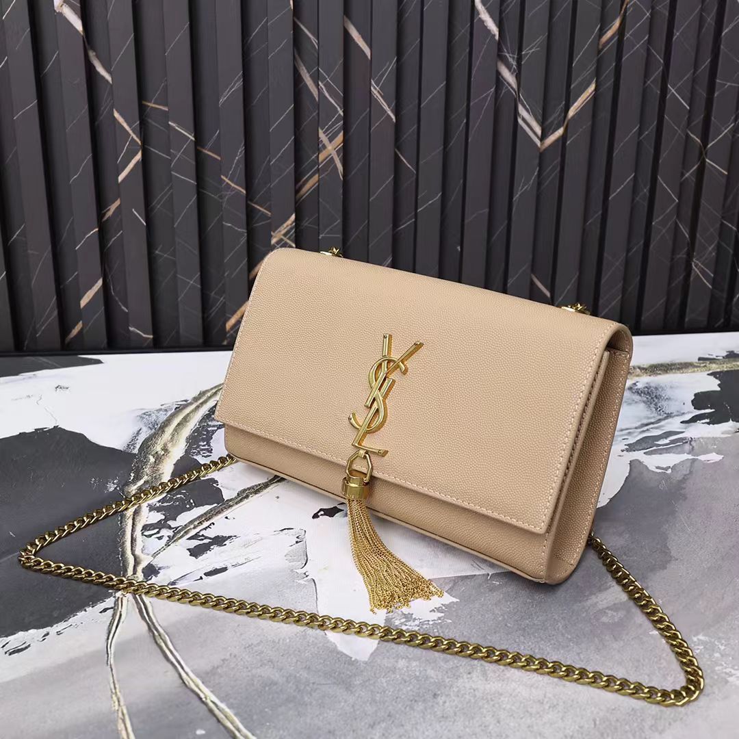 Saint Laurent Beige Chain Shoulder Bag