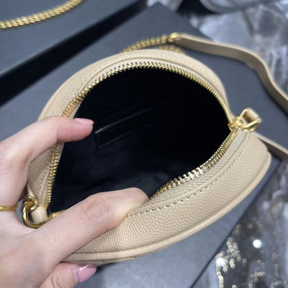 Saint Laurent Beige Small Round Bag