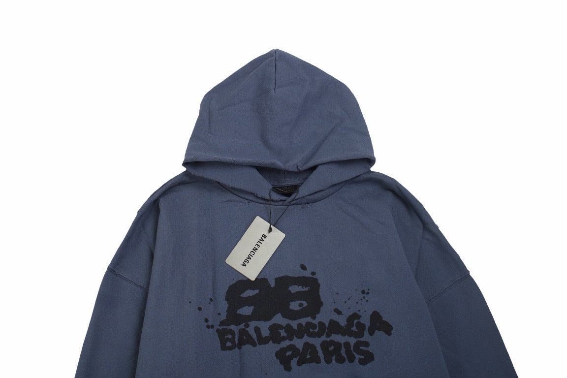 Ba*len*cia*ga paris graffiti hoodie - blue