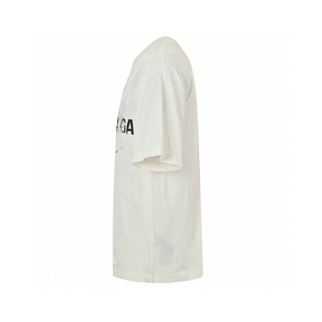 Ba*len*cia*ga smoke print logo t-shirt (white)