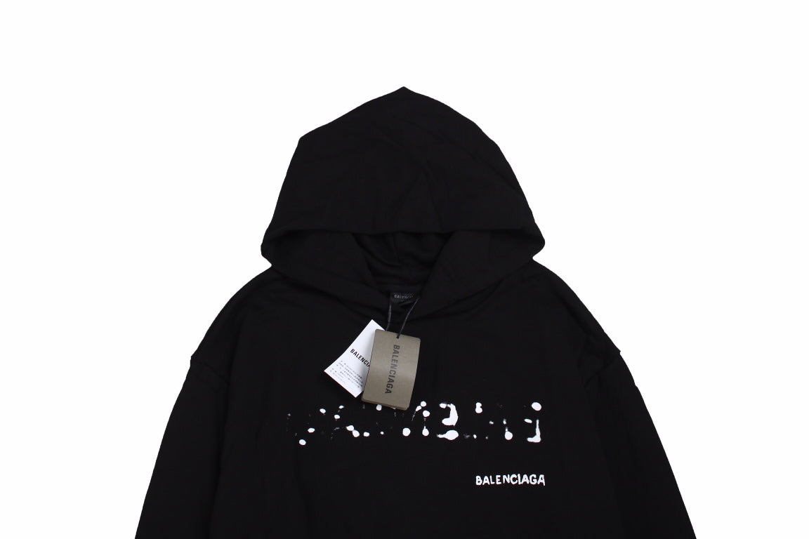 Ba*len*cia*ga black distorted logo hoodie