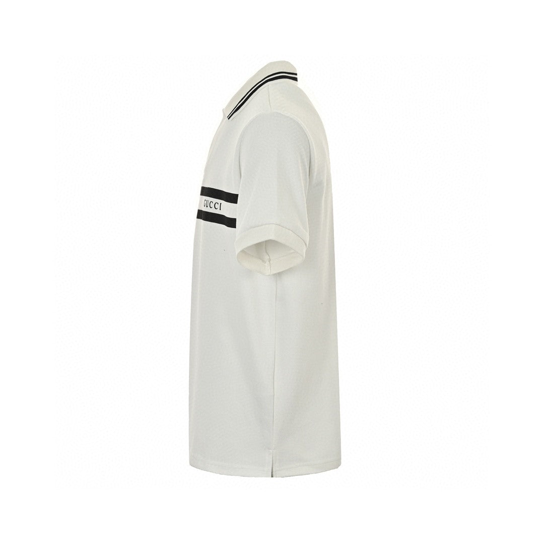 G*u*i striped logo polo shirt (white)