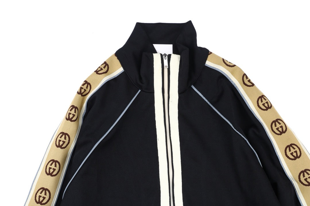 Gucci GG Logo Stripe Track Jacket - Black