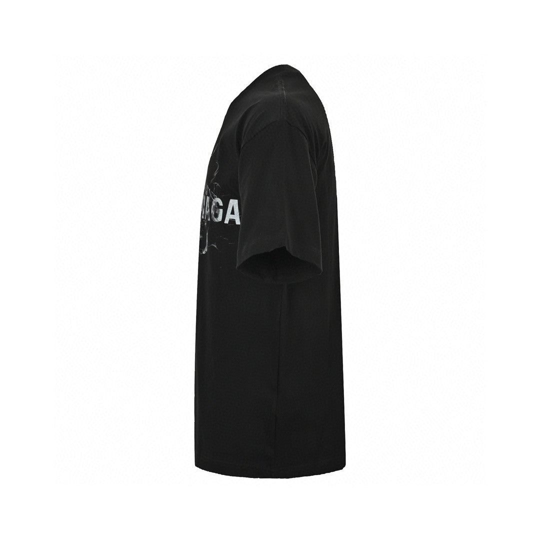 Ba*len*cia*ga smoke print logo t-shirt (black)