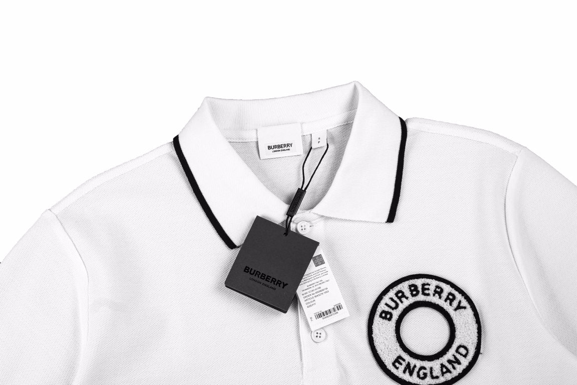 Burberry Textured Polo Shirt in White