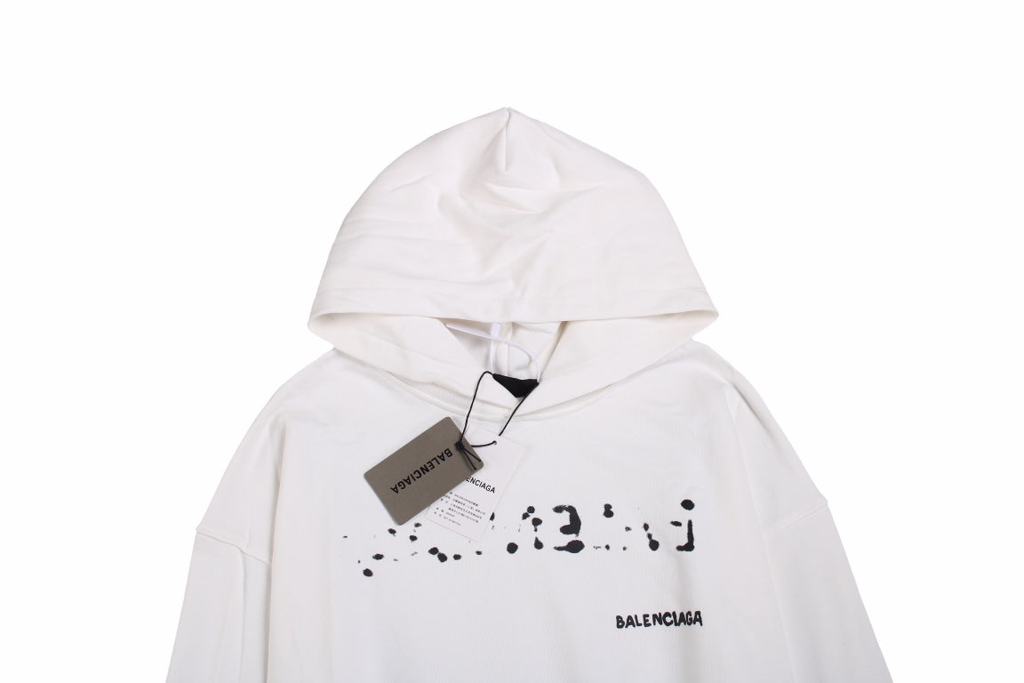 Ba*len*cia*ga white logo hoodie