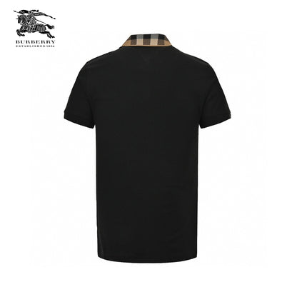 Burberry Polo Shirt with Check Collar (Black)