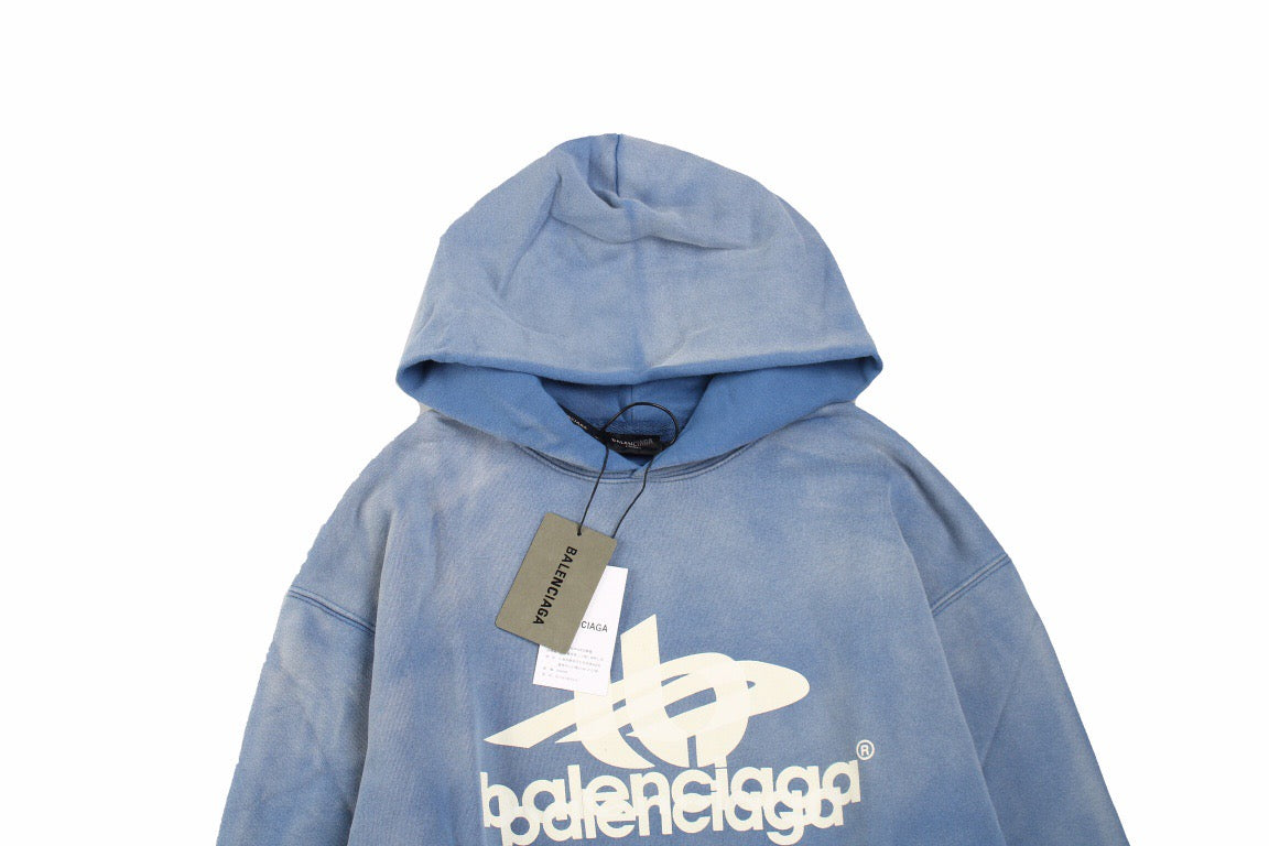 Ba*len*cia*ga blue graphic hoodie