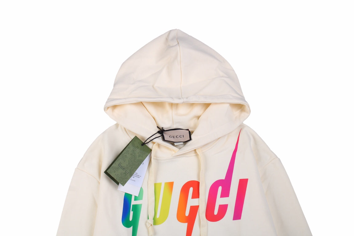 G*u*i rainbow logo hoodie - cream