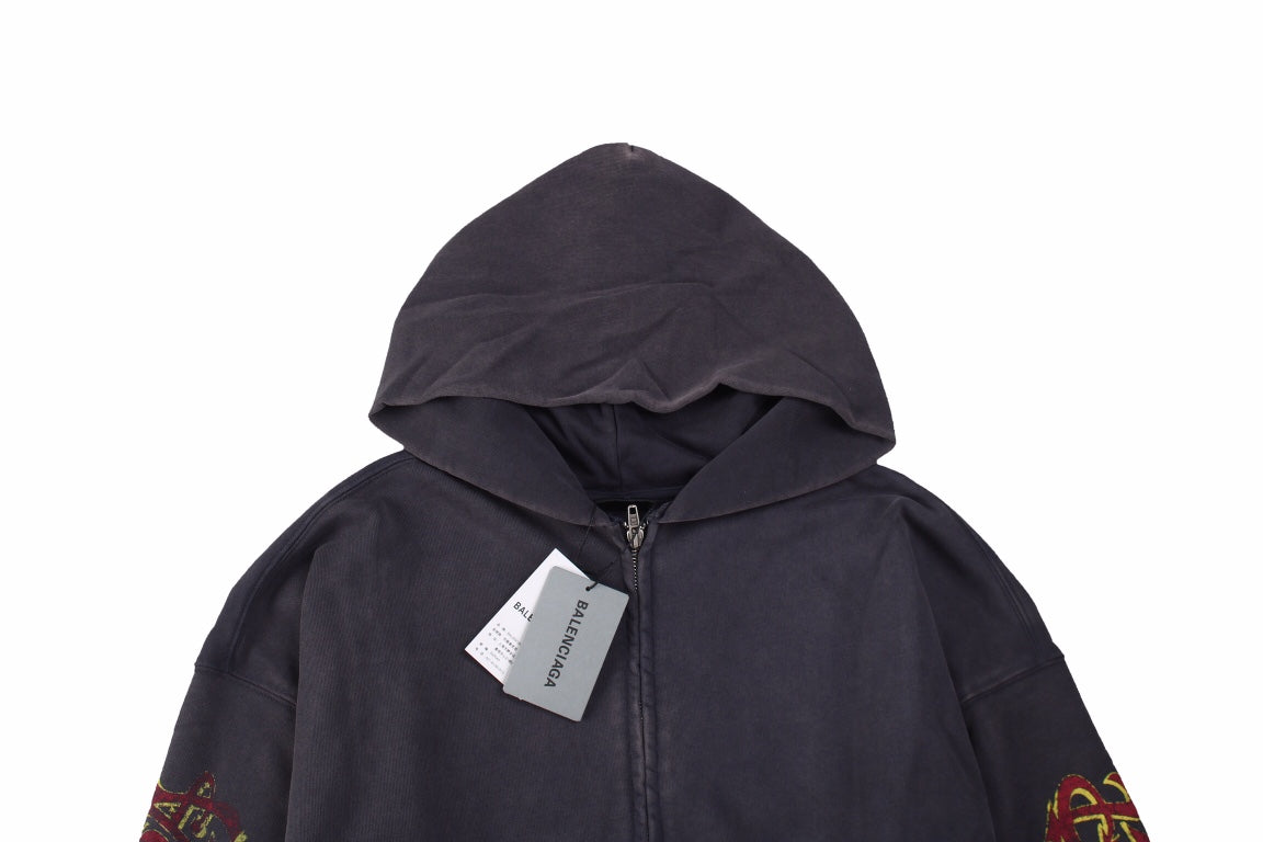 Ba*len*cia*ga gray zip-up hoodie