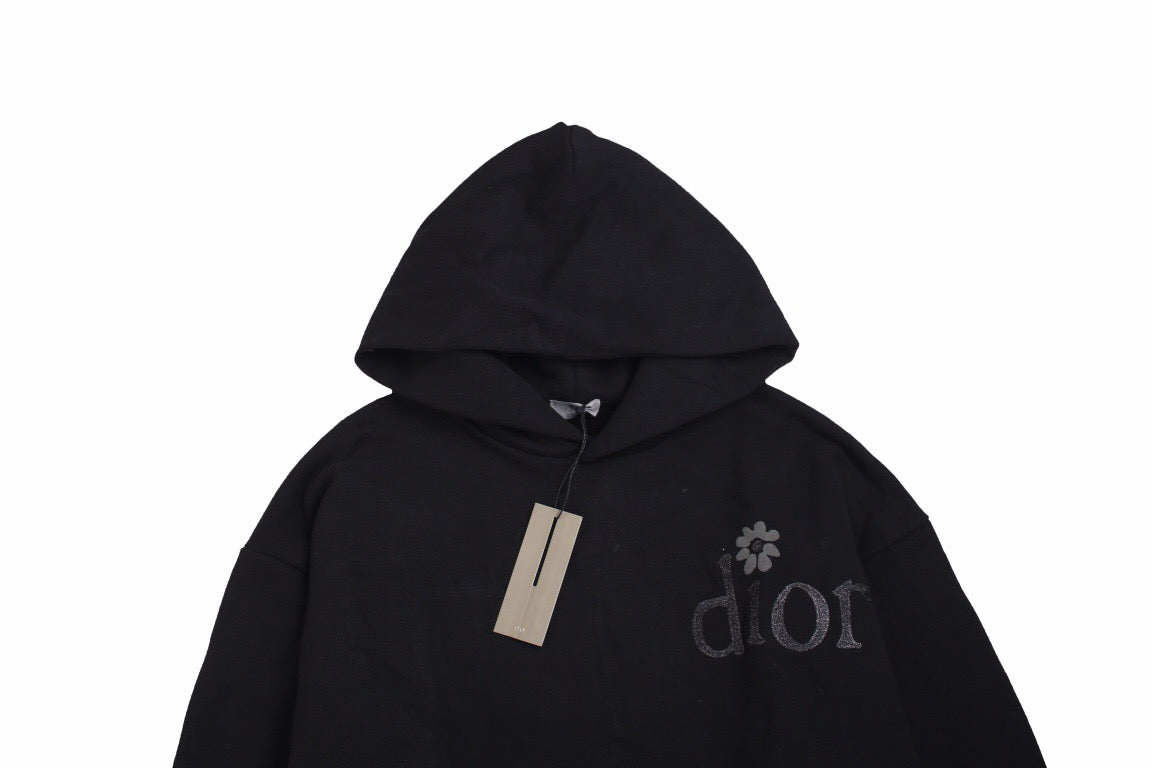 Dior Flower Logo Hoodie - Black