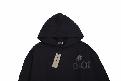 Dior Flower Logo Hoodie - Black