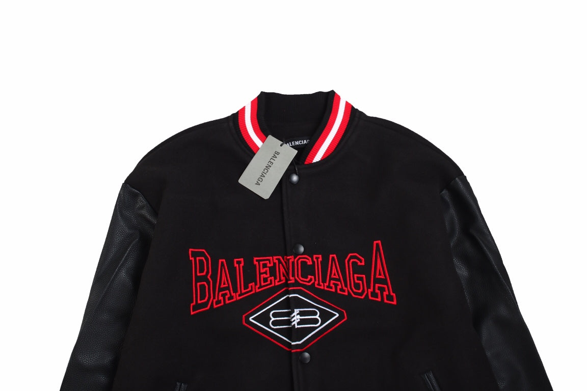 Ba*len*cia*ga black varsity jacket