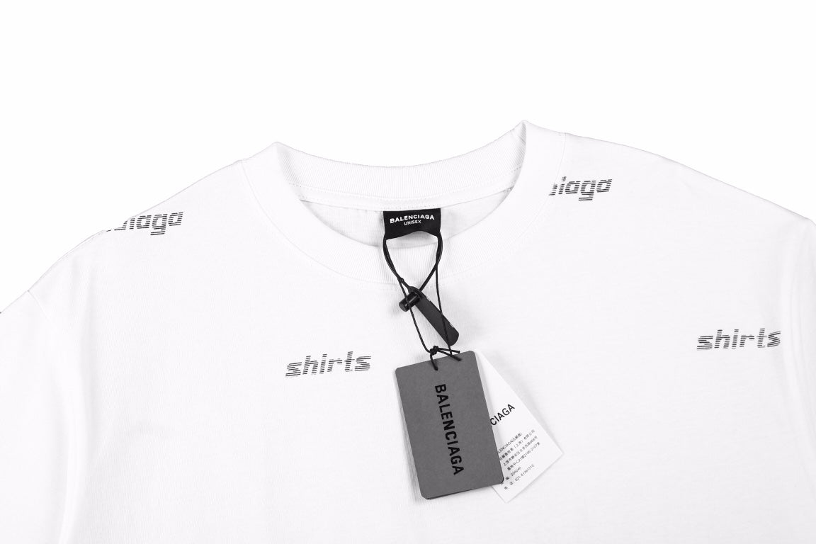 Balenciaga Allover Logo Print T-Shirt - White