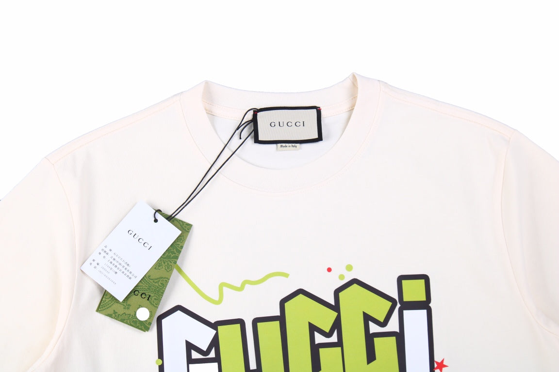 G*u*i lightning bolt logo t-shirt in cream