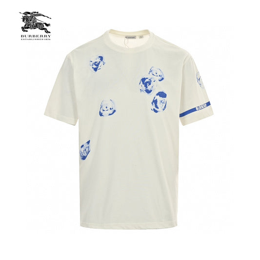 Burberry White T-Shirt with Blue Design