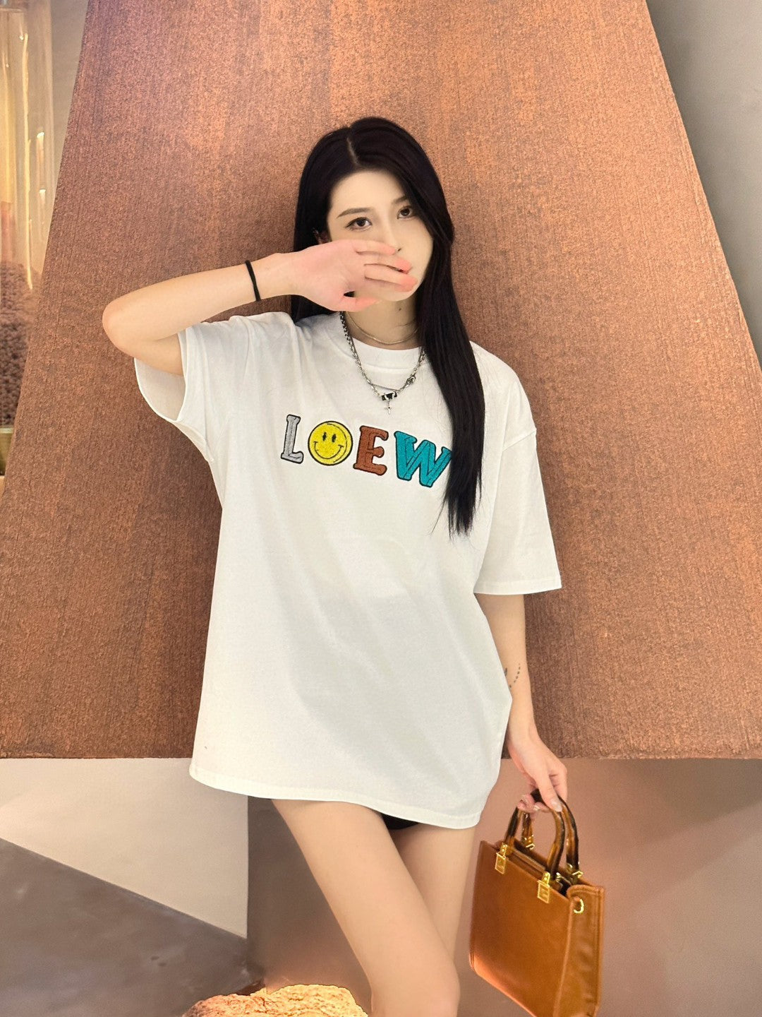 Loewe White T-Shirt with Multicolored Logo