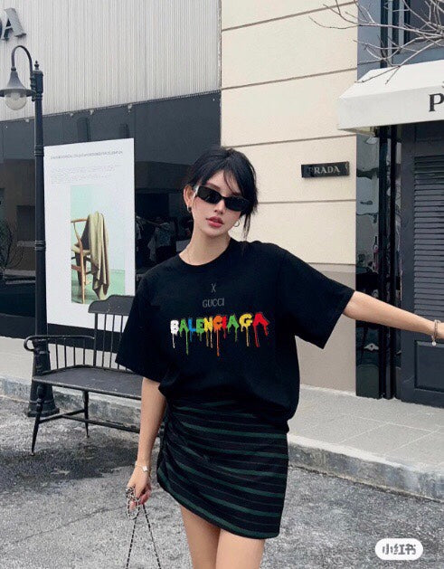 g*u*i x Ba*len*cia*ga drip logo t-shirt