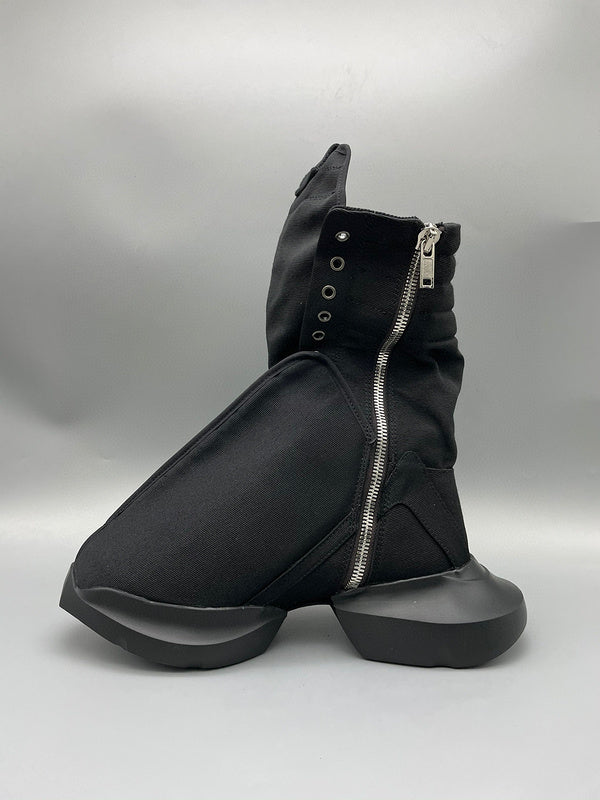 Rick Owens Black High-Top Canvas Boots