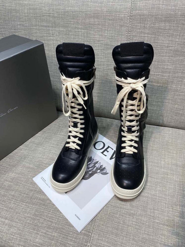 High-Top Leather Lace-Up Boots