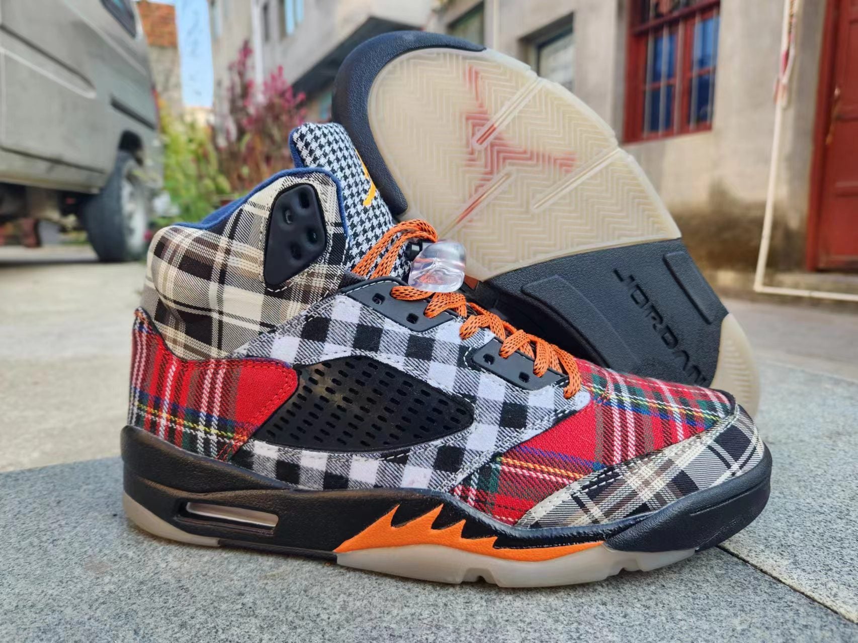 Jordan 5 bold plaid multi-colorway