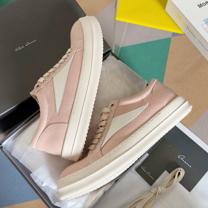 Rick Owens Pink Canvas Low-Top Sneakers