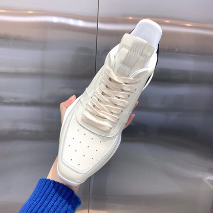 Rick Owens Cream and Black Low-Top Sneakers