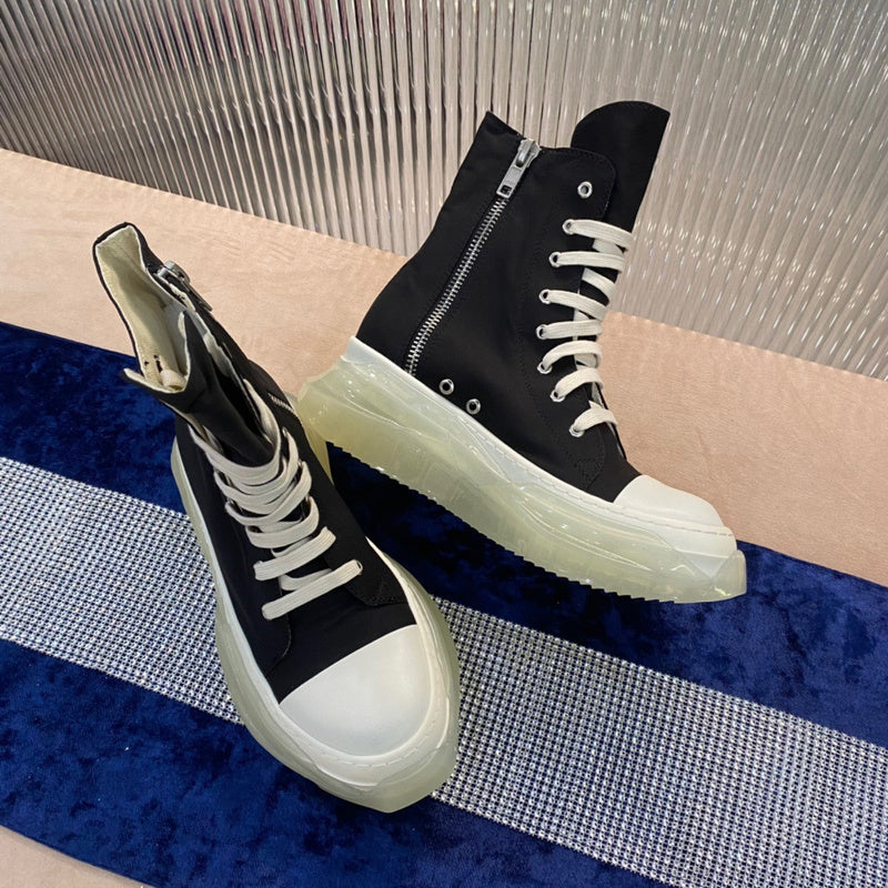 Rick Owens High-Top Canvas Boots - Black with Translucent Sole