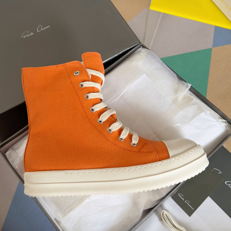 Rick Owens Orange High-Top Sneakers