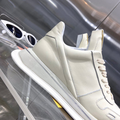 Rick Owens Cream Low-Top Sneakers