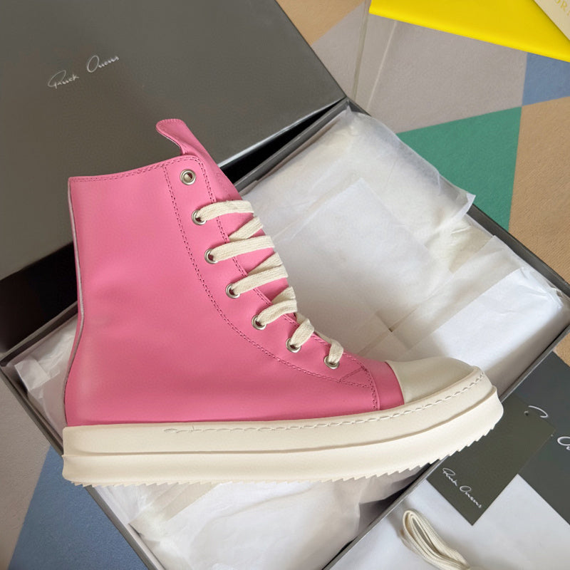 Rick Owens Hot Pink High-Top Sneakers