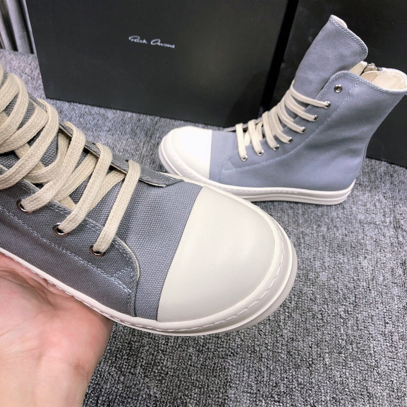 High-Top Grey Canvas Sneakers