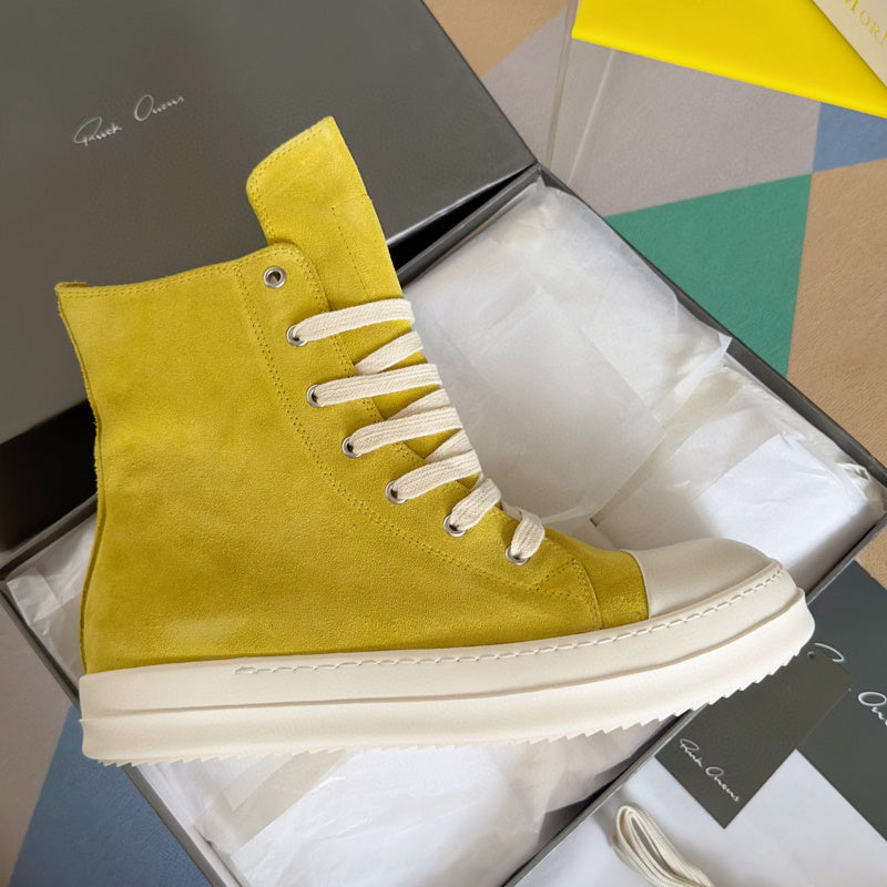 Rick Owens Yellow High-Top Sneakers