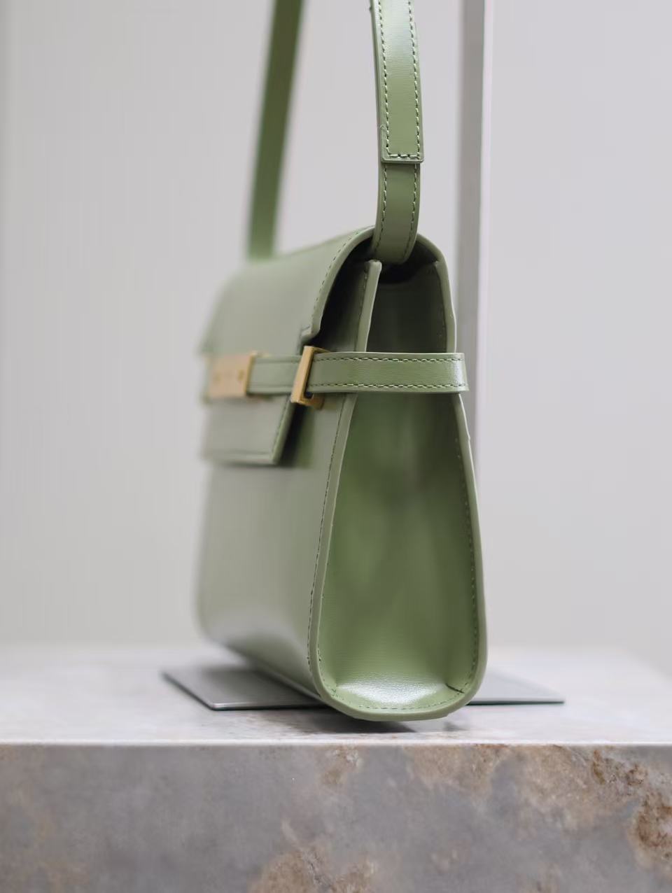Saint Laurent Avocado Green Bag with Gold Hardware